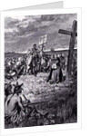 Jacques Cartier Setting up a Cross at Gaspe by Howard Pyle