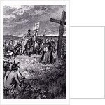 Jacques Cartier Setting up a Cross at Gaspe by Howard Pyle