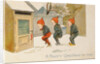 Tip-toeing Through the Snow, Victorian Christmas and New Year card by Unknown