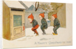 Tip-toeing Through the Snow, Victorian Christmas and New Year card by Unknown