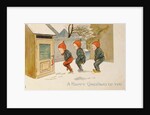 Tip-toeing Through the Snow, Victorian Christmas and New Year card by Unknown