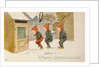 Tip-toeing Through the Snow, Victorian Christmas and New Year card by Unknown