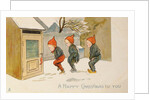 Tip-toeing Through the Snow, Victorian Christmas and New Year card by Unknown