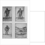 Eskimo Man; Eskimo Man Seen from Behind; Eskimo Woman and Baby; Englishmen in a skirmish with Eskimos by John White