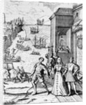 Parting of Columbus with Ferdinand and Isabella by Theodor de (after) Bry