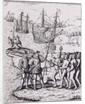Columbus at Hispaniola by Theodor de Bry