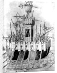 Medieval galley warship by Italian School