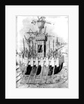 Medieval galley warship by Italian School