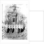 Medieval galley warship by Italian School