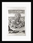 Indians praying around a fire, engraving from Hariot's 'A Briefe and True Report of...Virginia', 1590, engraved by Theodor de Bry by John White