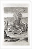 Indians praying around a fire, engraving from Hariot's 'A Briefe and True Report of...Virginia', 1590, engraved by Theodor de Bry by John White
