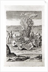 Indians praying around a fire, engraving from Hariot's 'A Briefe and True Report of...Virginia', 1590, engraved by Theodor de Bry by John White