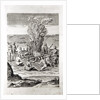 Indians praying around a fire, engraving from Hariot's 'A Briefe and True Report of...Virginia', 1590, engraved by Theodor de Bry by John White
