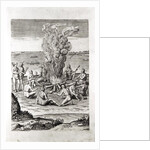 Indians praying around a fire, engraving from Hariot's 'A Briefe and True Report of...Virginia', 1590, engraved by Theodor de Bry by John White