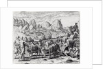 Pack Train of Llamas Laden with Silver from Potosi Mines of Peru, engraved by Theodore de Bry by Jacques Le Moyne