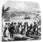 Henry Hudson Descending the Hudson River by American School