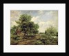 Wooded river landscape with a cottage and a horse drawn cart by Frederick Waters Watts