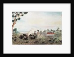 Mr White, Harris and Laing with a Party of Soldiers Visiting Botany Bay Colebee at that Place when Wounded near Botany Bay, c.1790 by Port Jackson Painter