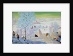 Skiers, 1919 by Boris Mikhailovich Kustodiev