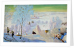 Skiers, 1919 by Boris Mikhailovich Kustodiev