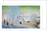 Skiers, 1919 by Boris Mikhailovich Kustodiev