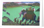 Maharana Sarup Singh of Udaipur shooting boar from elephant-back, Rajasthan, 1855 by Indian School