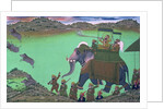 Maharana Sarup Singh of Udaipur shooting boar from elephant-back, Rajasthan, 1855 by Indian School