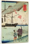 American naval vessel in a Japanese harbour, 1861 by Japanese School