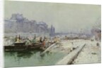 Ile de la Cite Under Snow by Gustave Madelein