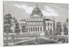 Southern view of the State House in Boston on Beacon Street by American School