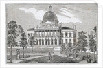 Southern view of the State House in Boston on Beacon Street by American School
