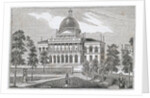 Southern view of the State House in Boston on Beacon Street by American School