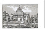 Southern view of the State House in Boston on Beacon Street by American School