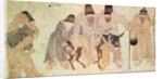 Mongolian Nomads with a Donkey by Artist Unknown