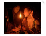 A Lady Admiring An Earring by Candlelight by Godfried Schalcken