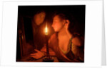 A Lady Admiring An Earring by Candlelight by Godfried Schalcken