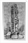 Representation of Mayan Hieroglyphics on a Stele by English School
