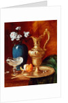 Still life of a gilt ewer, vase of flowers and a facon de Venise bowl by Antoine Vollon