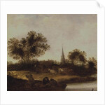 A Wooded river landscape by Maerten Fransz van der Hulst