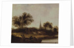 A Wooded river landscape by Maerten Fransz van der Hulst