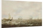 Dutch men-o'-war and other ships off the coast, 17th century by Pieter de Zeelander