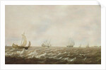 Dutch men-o'-war and other ships off the coast, 17th century by Pieter de Zeelander