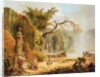 Romantic garden scene by Hubert Robert