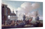 Mediterranean Harbour Scene by Johannes Lingelbach