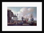 Mediterranean Harbour Scene by Johannes Lingelbach