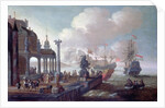 Mediterranean Harbour Scene by Johannes Lingelbach
