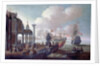 Mediterranean Harbour Scene by Johannes Lingelbach