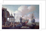 Mediterranean Harbour Scene by Johannes Lingelbach