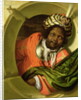 Portrait of a Moor holding a flag at a window by Bartholomaus Maton