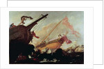 Galleons wrecked on a rocky shore by Buonamico Agostino Tassi